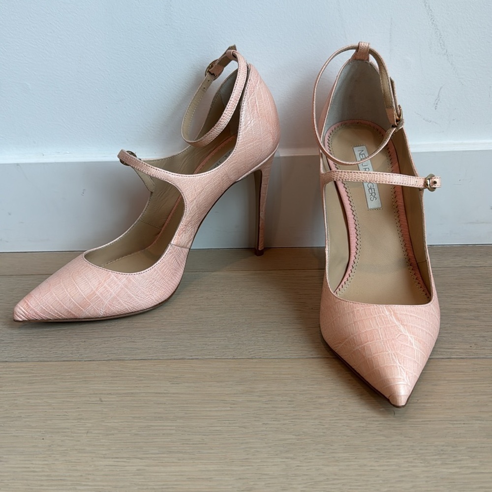Blush Pink Pointed-Toe Mary Jane Heels